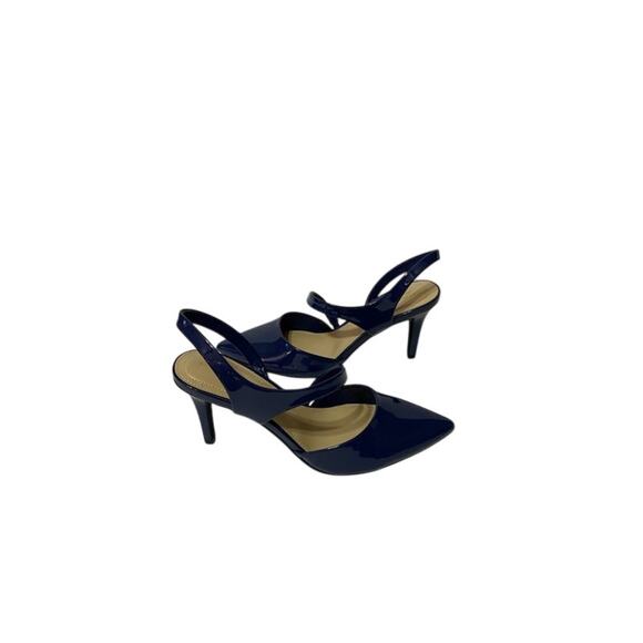 NWOB LIZ CLAIBORNE WOMENS 8.5 Navy Blue Patent Leather Pumps Office Career NEW - Picture 1 of 6